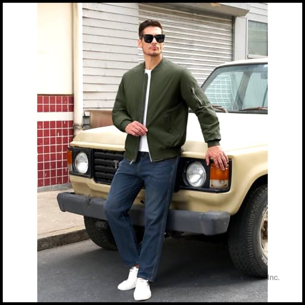 Windproof Bomber Jacket Thermal Quilted Padded Coat Classic Retro Winter Wear - Picture 2 of 7